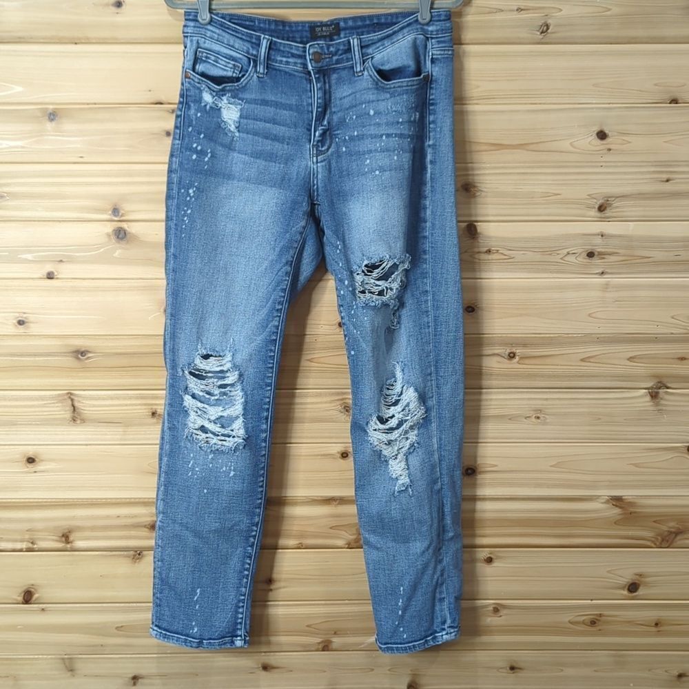 Judy Blue womens Jeans 30 Blue Relaxed Fit Distressed Medium Wash